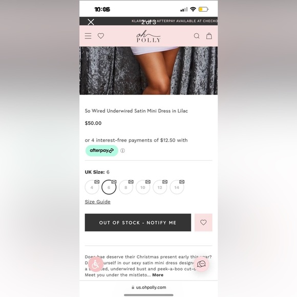 SOLD OUT - Oh Polly Satin Mini Dress Lilac - Picture 2 of 3